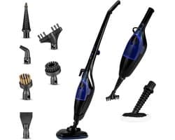 Verte Stoomdweil - 2-in-1 Stoomreiniger & Handstoomapparaat - 13 Accessoires - 1500 W - 400 ml - Opwarmtijd van 20 Seconden - Doodt 99,9% van de Bacteriën - Snoer van 7 m - Geschikt voor Alle Soorten Vloeren - Zonder Chemicaliën - Zwart