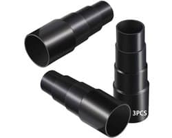 LISM-Drie adapters, PVC-verloopslang, verstelbare maat 25-42 mm, geschikt voor stofzuigers en elektrisch gereedschap.