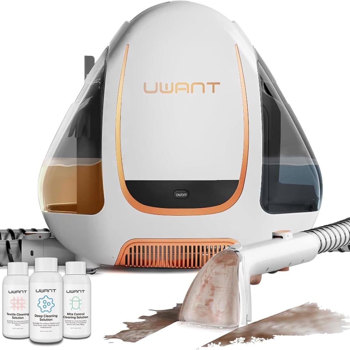 UWANT B100 Draagbare tapijt- en bekledingsreiniger,Tapijtreiniger, 12Kpa sterke zuigkracht, compacte handreiniger, lichtgewicht shampoo-apparaat voor auto's, autodetailing, huisdierlijke vlekken, meubels en banken — afbeelding 1
