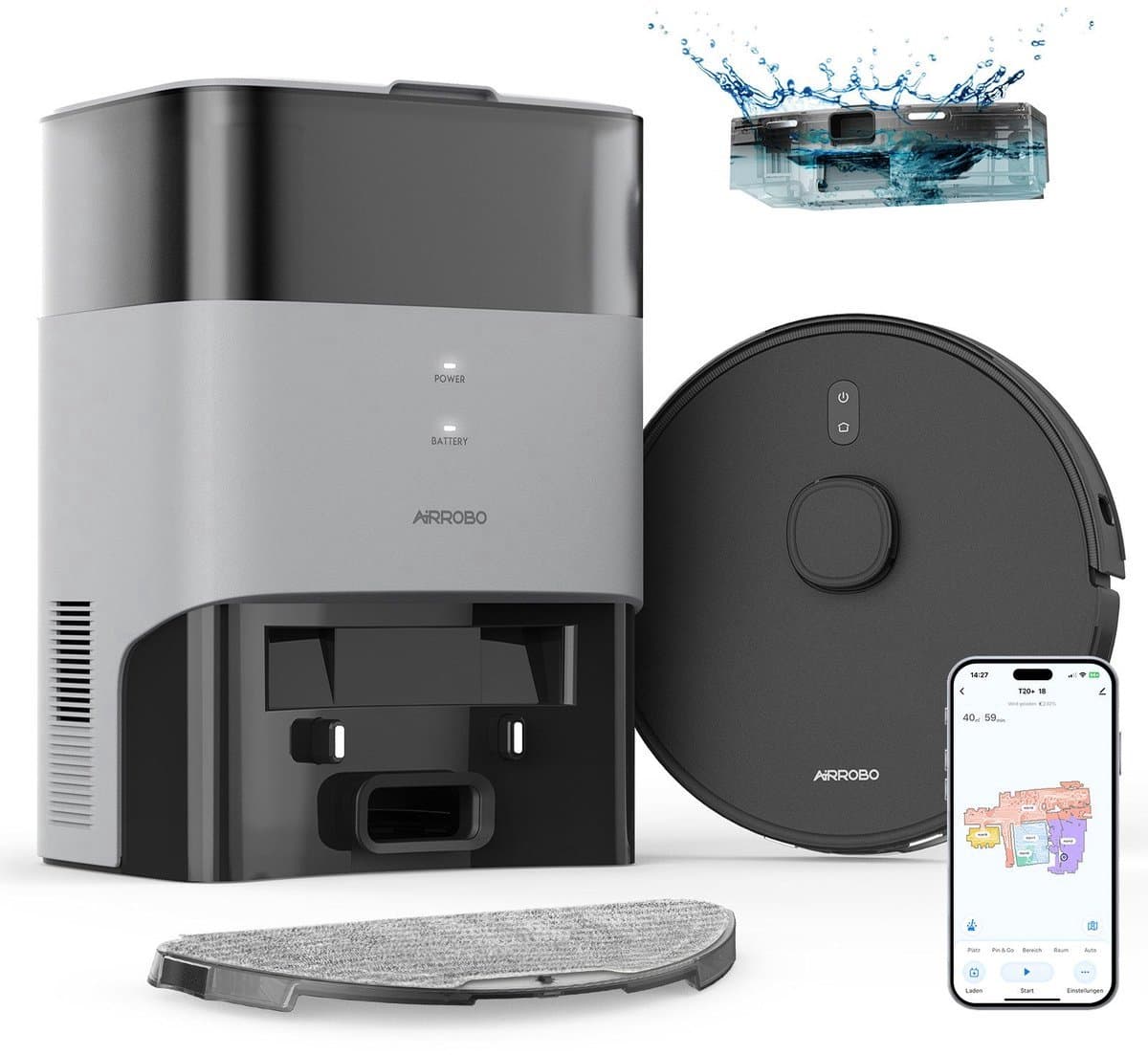 AIRROBO T20 – Robotstofzuiger - met droog zuigen, dweilfunctie en oplaadstation (60 dagen stofvrij) – App & spraakbediening – Voor haar van huisdieren & harde vloeren – 2 jaar garantie — afbeelding 1