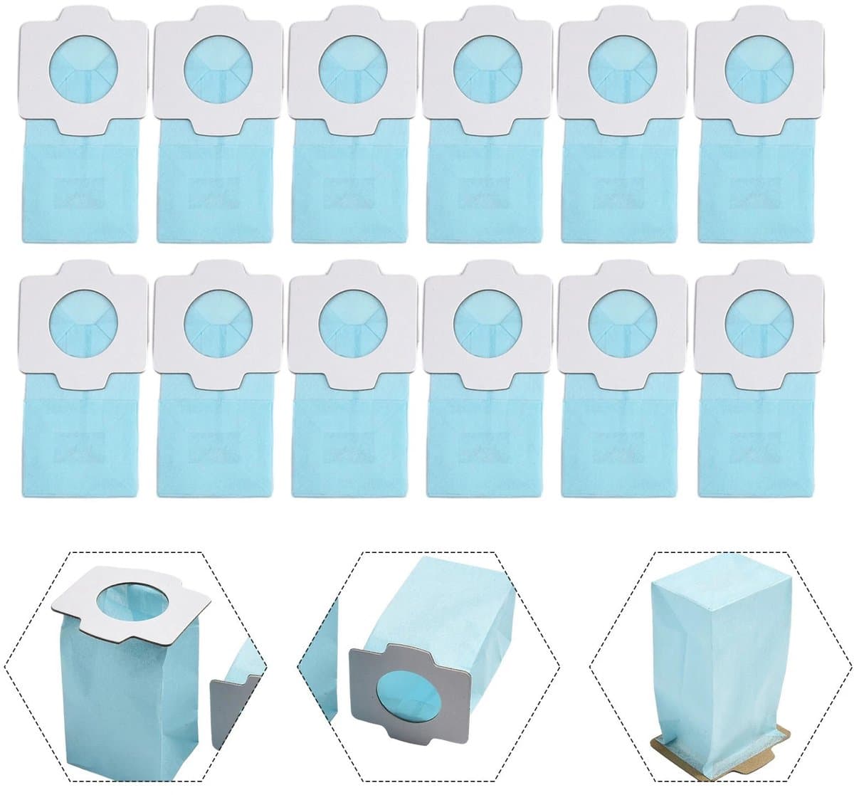 12x Stofzakken - geschikt voor Makita DCL182ZB, DCL182, CL107FD, DCL282, CL121D, CL002G - 194566-1 Blauw - voor kruimeldief snoerloos, handstofzuiger — afbeelding 1