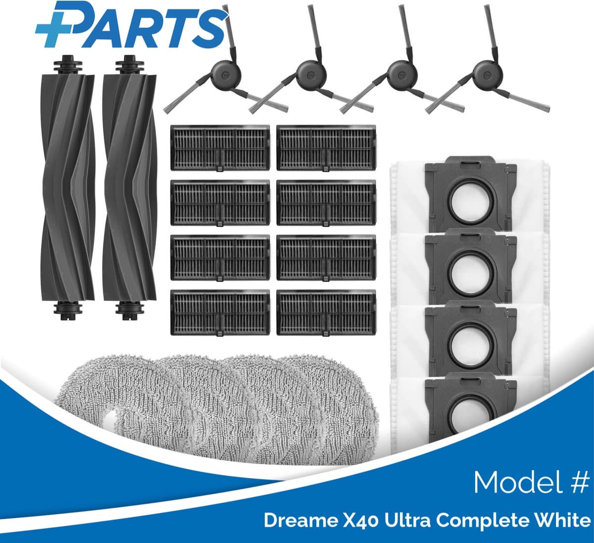 Dreame X40 Ultra Complete White Onderhoudsset (Plus.Parts® alternatief voor RAK49) — afbeelding 1