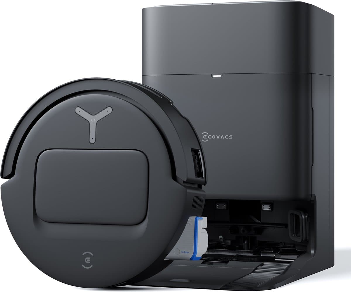 ECOVACS - DEEBOT T80 Omni - Stofzuig en dweilrobot (zwart) - 18.000 Pa zuigkracht- Zelfreinigende Robotstofzuiger met Warmwater – Dweilsysteem - Automatisch Leegstation - Geschikt voor dierenharen — afbeelding 1