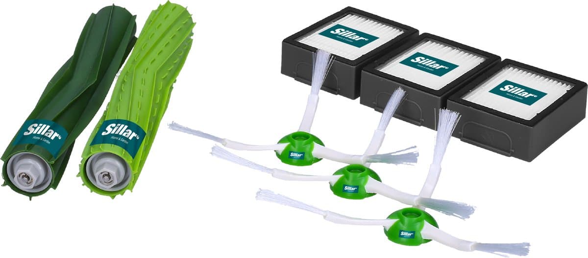 Sillar, stofzuiger accessoirekit, vervangingen, geschikt voor iRobot Roomba i7 i7+/i7 Plus serie E5 E6 E7, 3 stofzuigfilters + 3 veegborstels + 2 rubberen borstel, voor meerdere oppervlakken, 8st — afbeelding 1