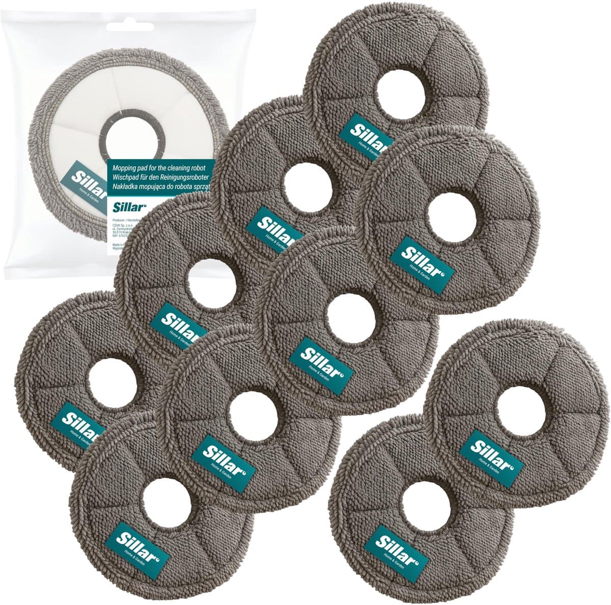 Sillar, set 10 dweilpads, microvezeldoek, geschikt voor Xiaomi S10 S20 X10 X20 L10 L20 X30 X40 X50, vervanging RMP7 / RMP8, herbruikbaar, diameter 13.5cm — afbeelding 1