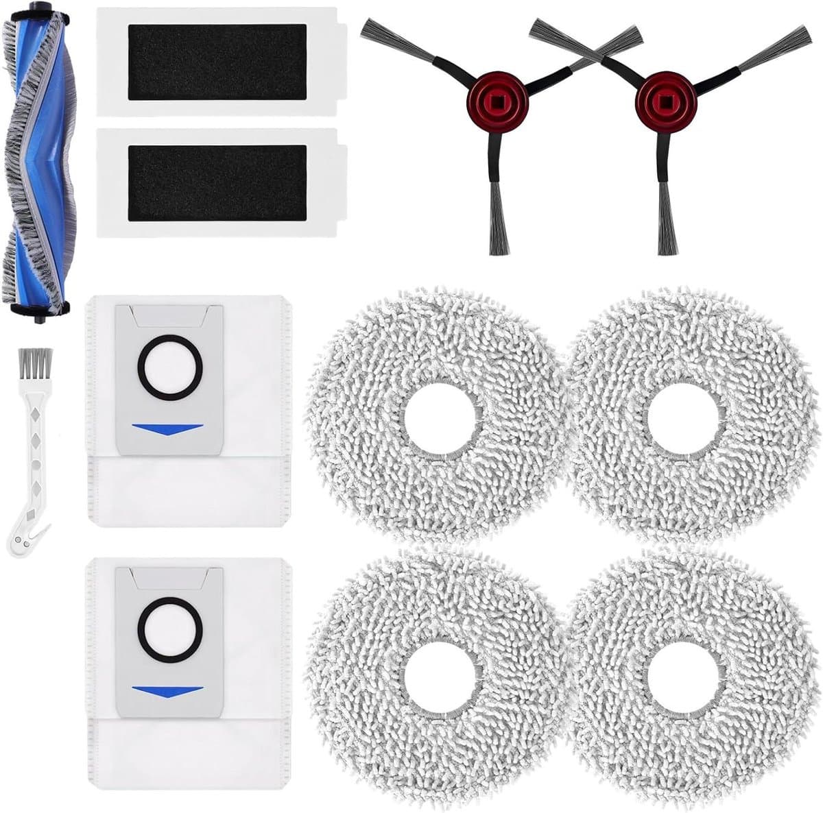 Allecto Plus - 12-delige reserveaccessoireset voor robotstofzuiger - Zijborstels, hoofdborstel, reinigingsdoeken, stofzakken, filters, borstel — afbeelding 1