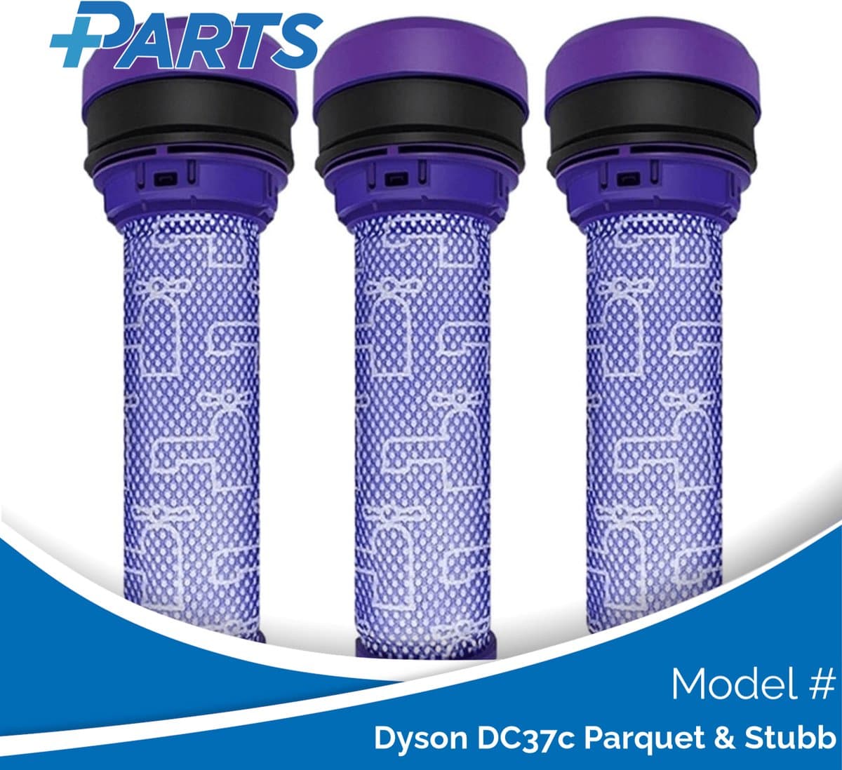Dyson DC37c Parquet & Stubb Filters (3 Stuks, Plus.Parts® alternatief voor 923413-01) — afbeelding 1