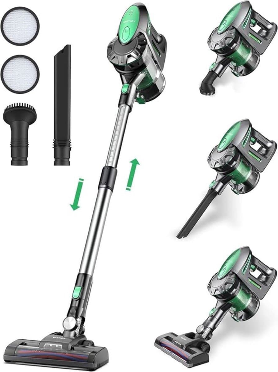 Luxe Stofzuiger zonder Zak – Op Accu – Draadloos – Vlekkenreiniger – Tapijtreiniger – Vacuum Cleaner – Lichtgewicht – Groen — afbeelding 1