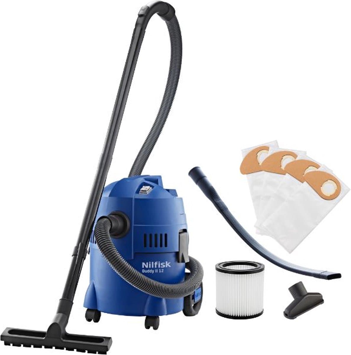 Nilfisk Buddy II 12 – Compacte nat- en droogzuiger met 1200W motor, 12L container en blaasfunctie voor huis, auto en werkplaats, Stof-/waterzuiger — afbeelding 1