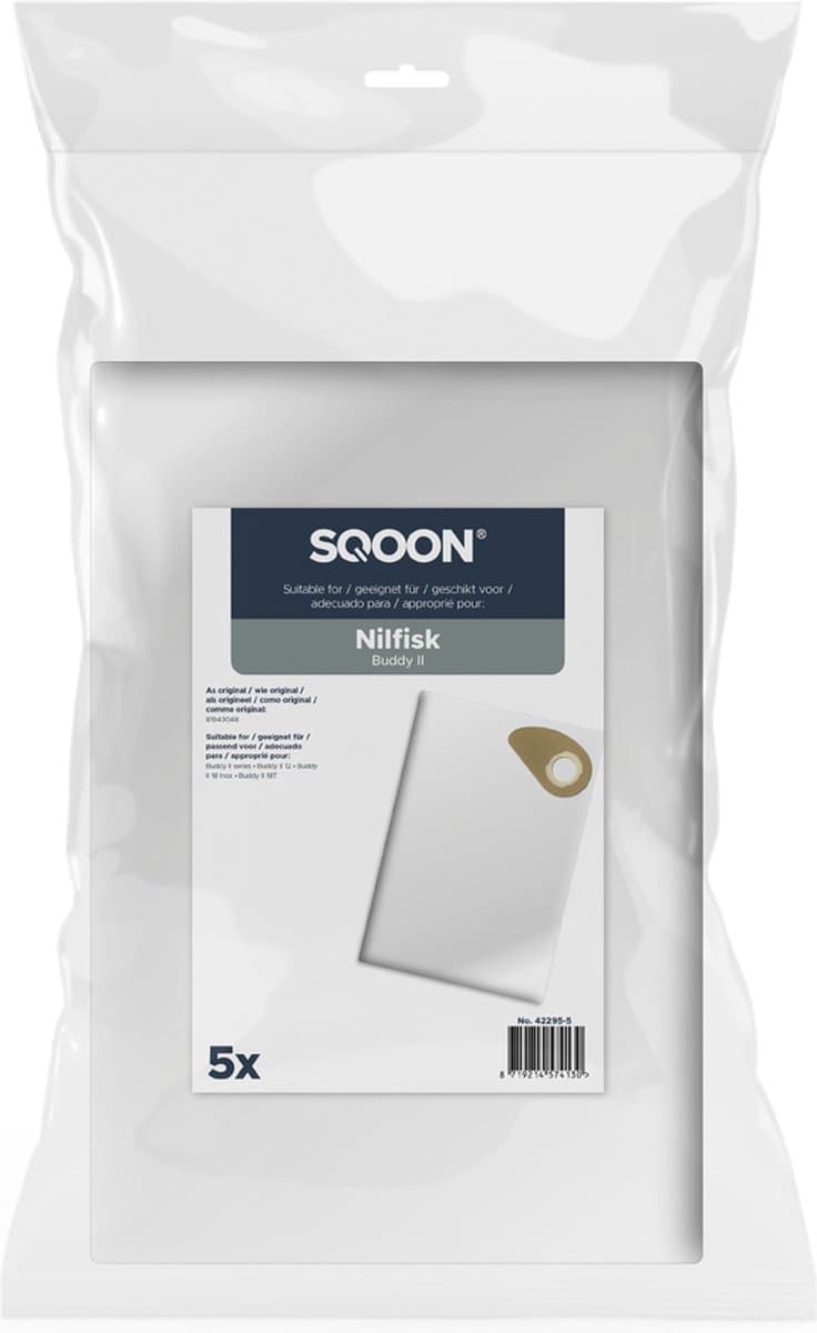 SQOON® Stofzuigerzakken geschikt voor Nilfisk Buddy II - Gelijk aan model: 81943048 - High Filtration - Ideaal voor industrieel gebruik en fijne stofopname — afbeelding 1