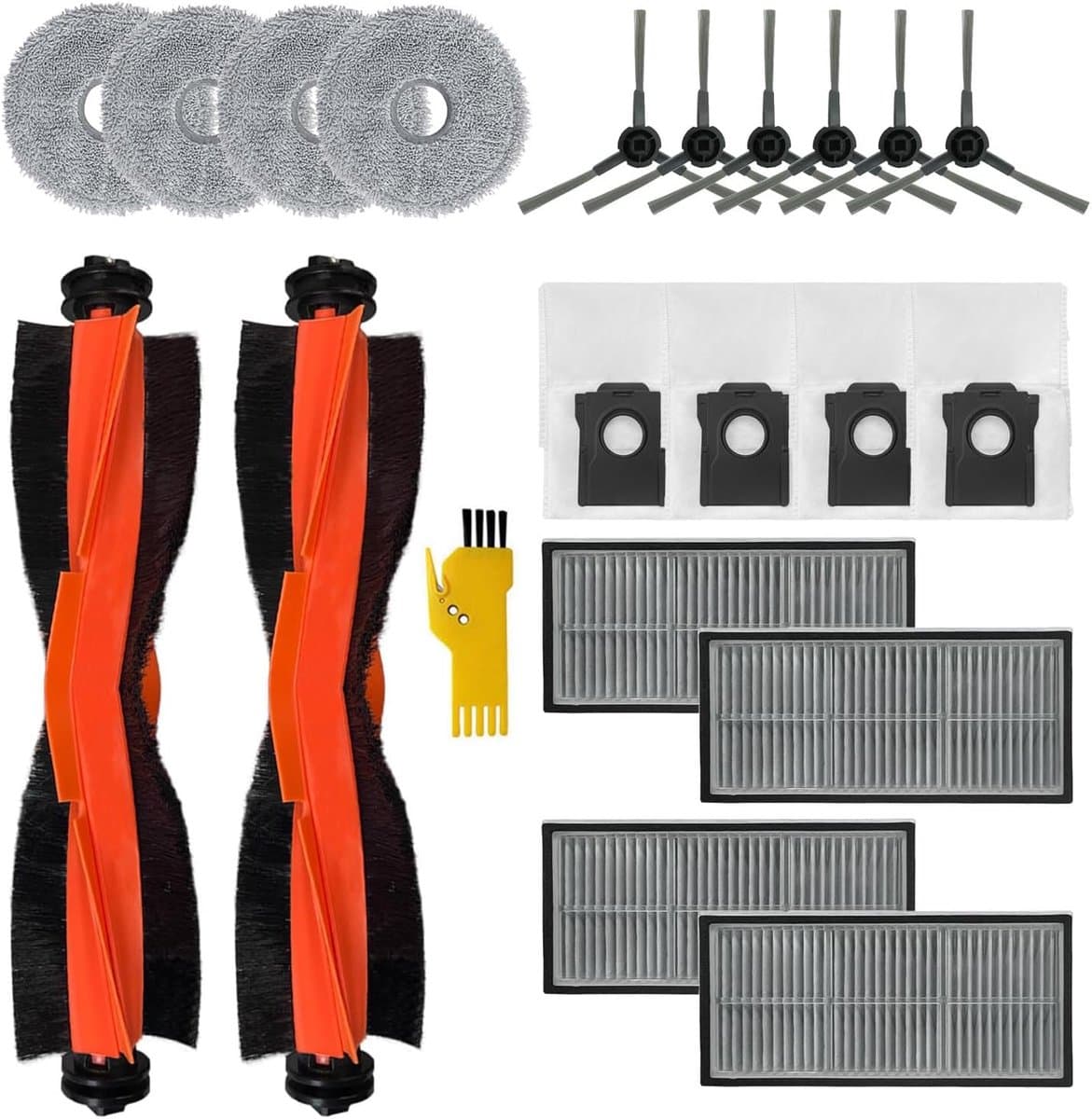 Geschikt voor Toepasbare accessoireset voor dreame L10s Pro Ultra Heat X30 Ultra Robotstofzuiger Vervangende onderdelen 20 verpakkingen 2 hoofdborstels, 4 filters, 6 zijborstels, 4 dweilen, 4 stofzakken — afbeelding 1