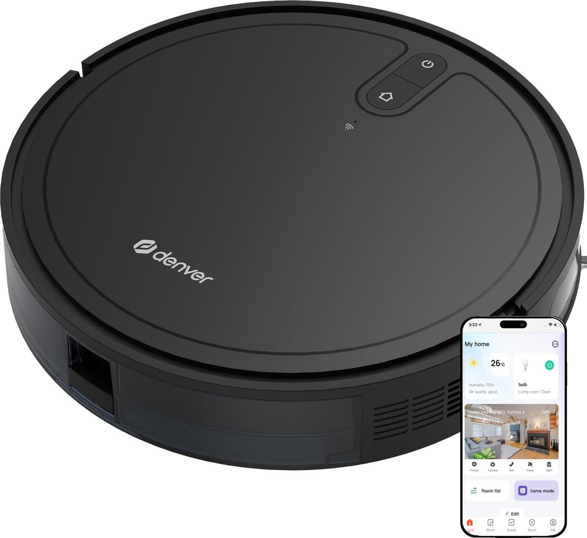 Denver Robotstofzuiger met Laadstation - Smartphone TUYA App - Gyroscope Navigatie - Geschikt voor Huisdierharen - RVC125 — afbeelding 1