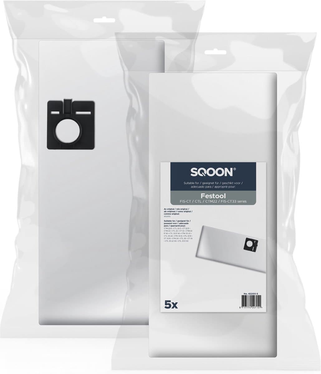 SQOON® Stofzuigerzakken Geschikt voor Festool CTL-22 / CTL-33 - 5 Stuks — afbeelding 1