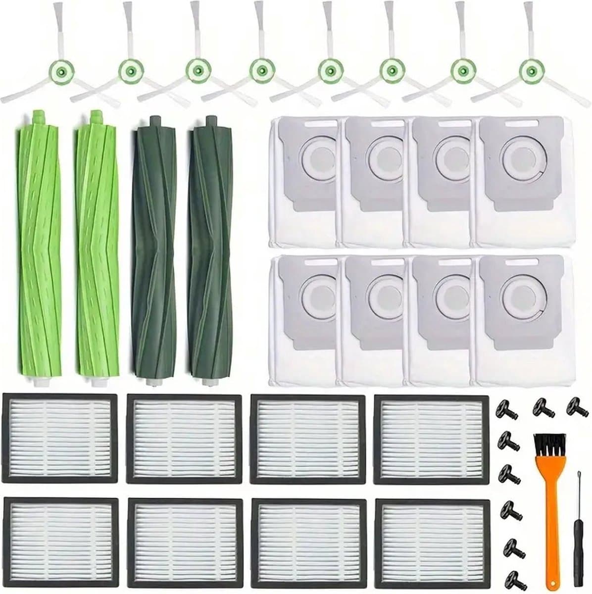 28 Stuks, geschikt voor IRobot I3 I7 I7+ E5 E6 Robotic Vacuum Roller Hoofdzijborstel Hepa Filter Stofzak Vervanging geschikt voor Schonere Onderdelen Reserveonderdelen — afbeelding 1
