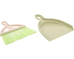 Bureaubezem Stofblik Set - Mini Handveger - Bureau Reinigen - Ruimtebesparend Ontwerp - 20.5 cm - Groen