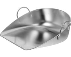 Handstofblik Roestvrijstaal - Groot Stofblik - Afval Verzamelen - Dubbele Handgreep - 38 x 34 x 16 cm - Zilver