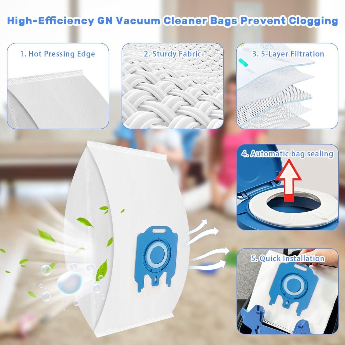 Cosensi - Vacuumzakken - 12 Stuks - Inclusief Filters - Microfiber - Geschikt voor Miele GN - Ideaal voor Classic C1 Complete C2 C3 — afbeelding 1