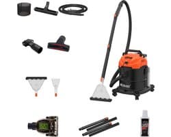 Kibani Nat/ Droogzuiger - Alleszuiger met Accessoires - met Sproeifunctie & Kibani Reinigingsmiddel - 1600W - Tapijtreiniger - Inclusief Opzetstukken