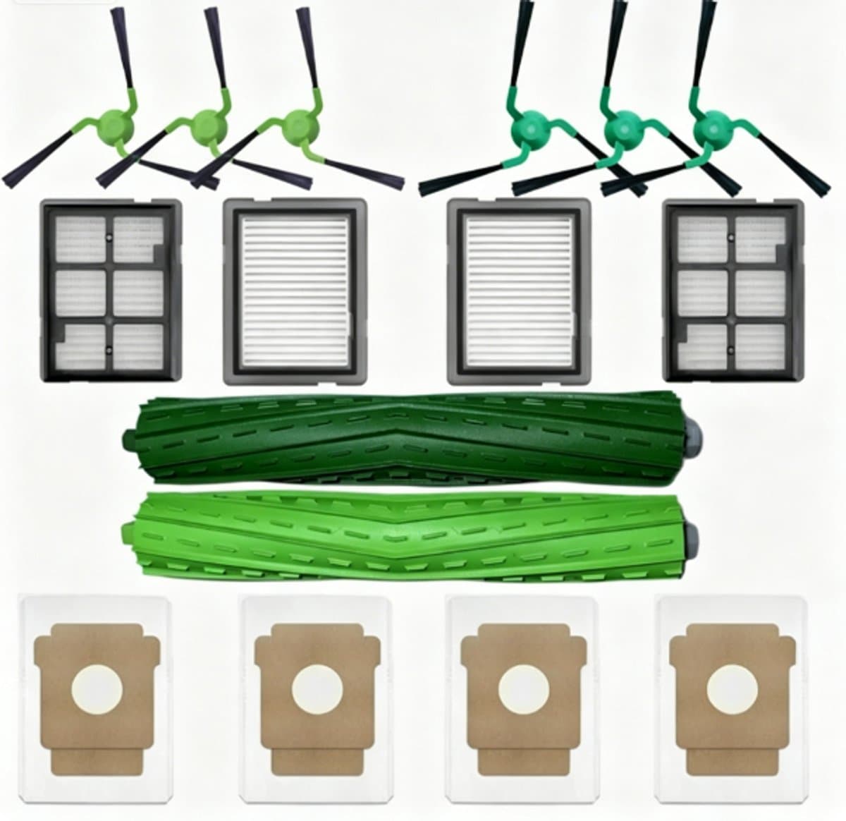 16 stuks accessoires voor de iRobot Roomba Max 705 combo/Roomba Max 700 Series Combo robotstofzuiger/Roomba Max 706 Combo - 2 hoofdborstels, 6 zijborstels, 4 filters, 4 stofzakken — afbeelding 1