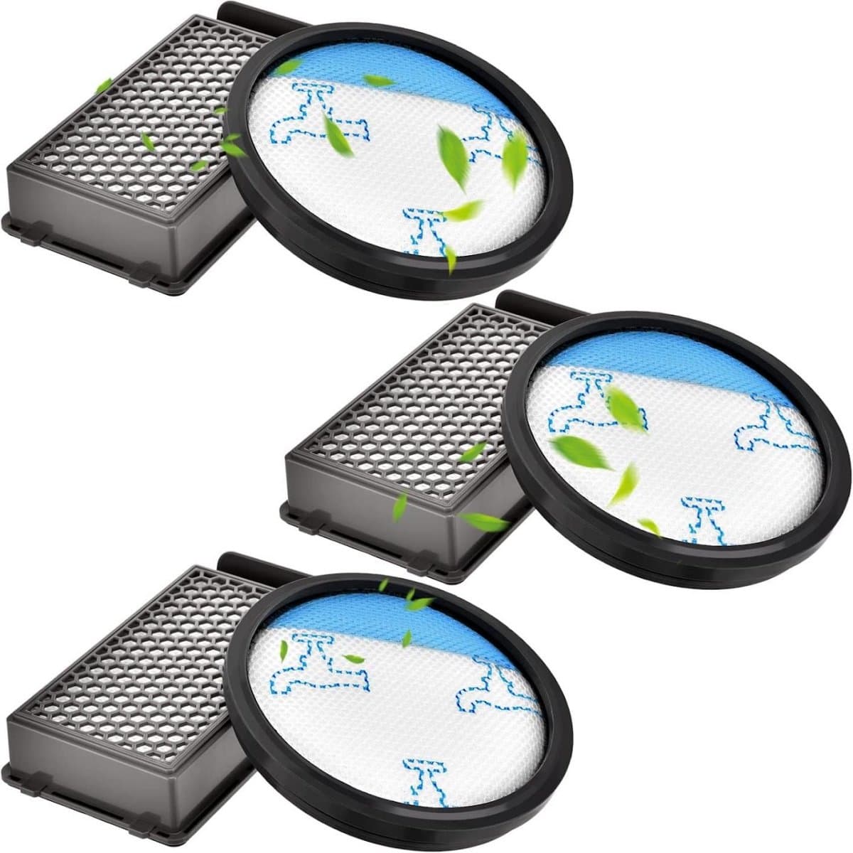 GELLDG HEPA-filterset – 3-delige set – Geschikt voor Rowenta Compact Power Cyclonic Force zakloze stofzuigers – Vervangingsfilters / Onderdelen – Geschikt voor RO3731EA, RO3753EA, RO3786EA, RO3798EA, RO3718EA, RP3721EA (ZR005901) — afbeelding 1