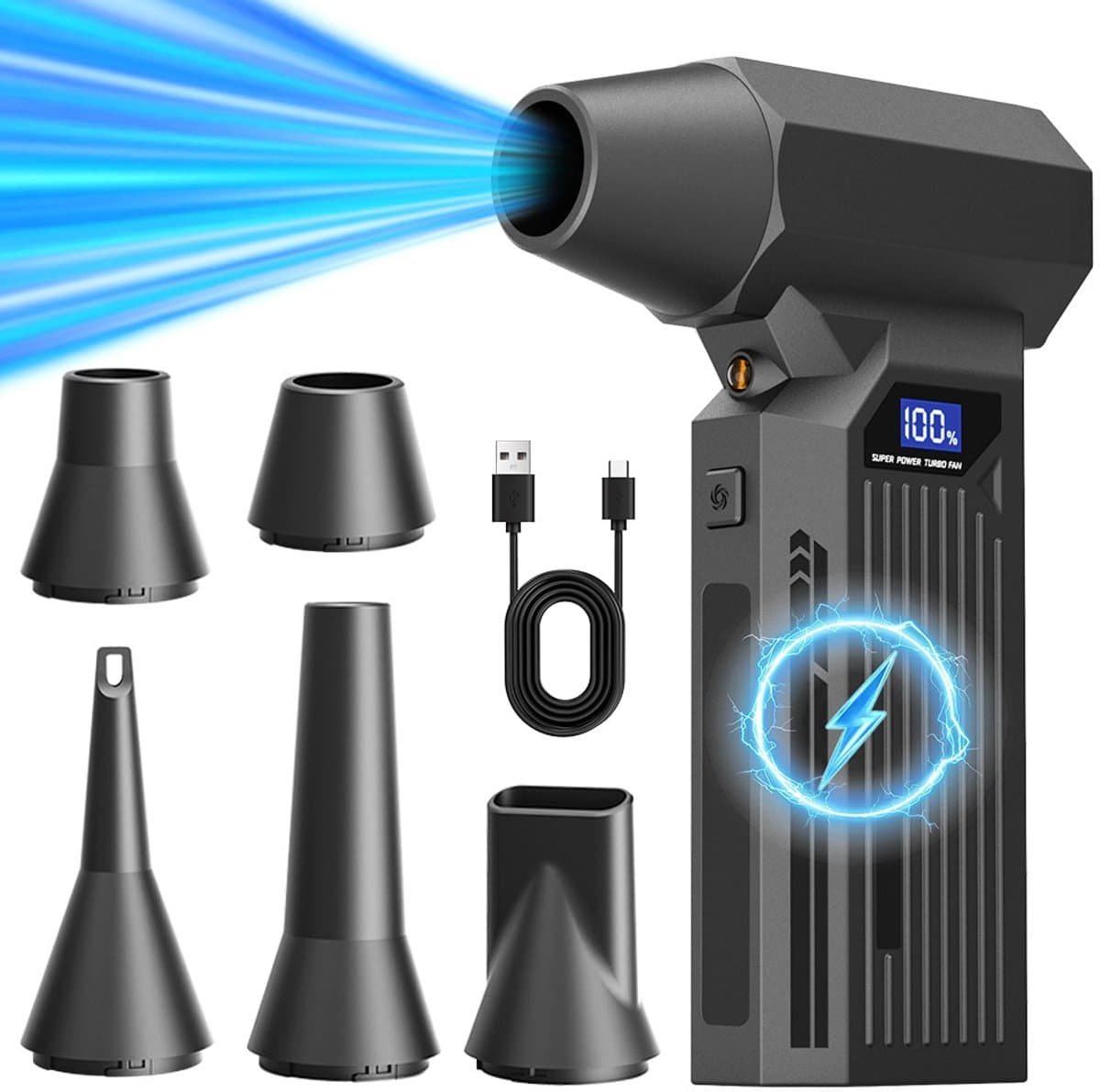 Draagbare Handheld Luchtblazer - 110000 RPM Turbo Ventilator Snoerloze Elektrische Stofblazer — afbeelding 1