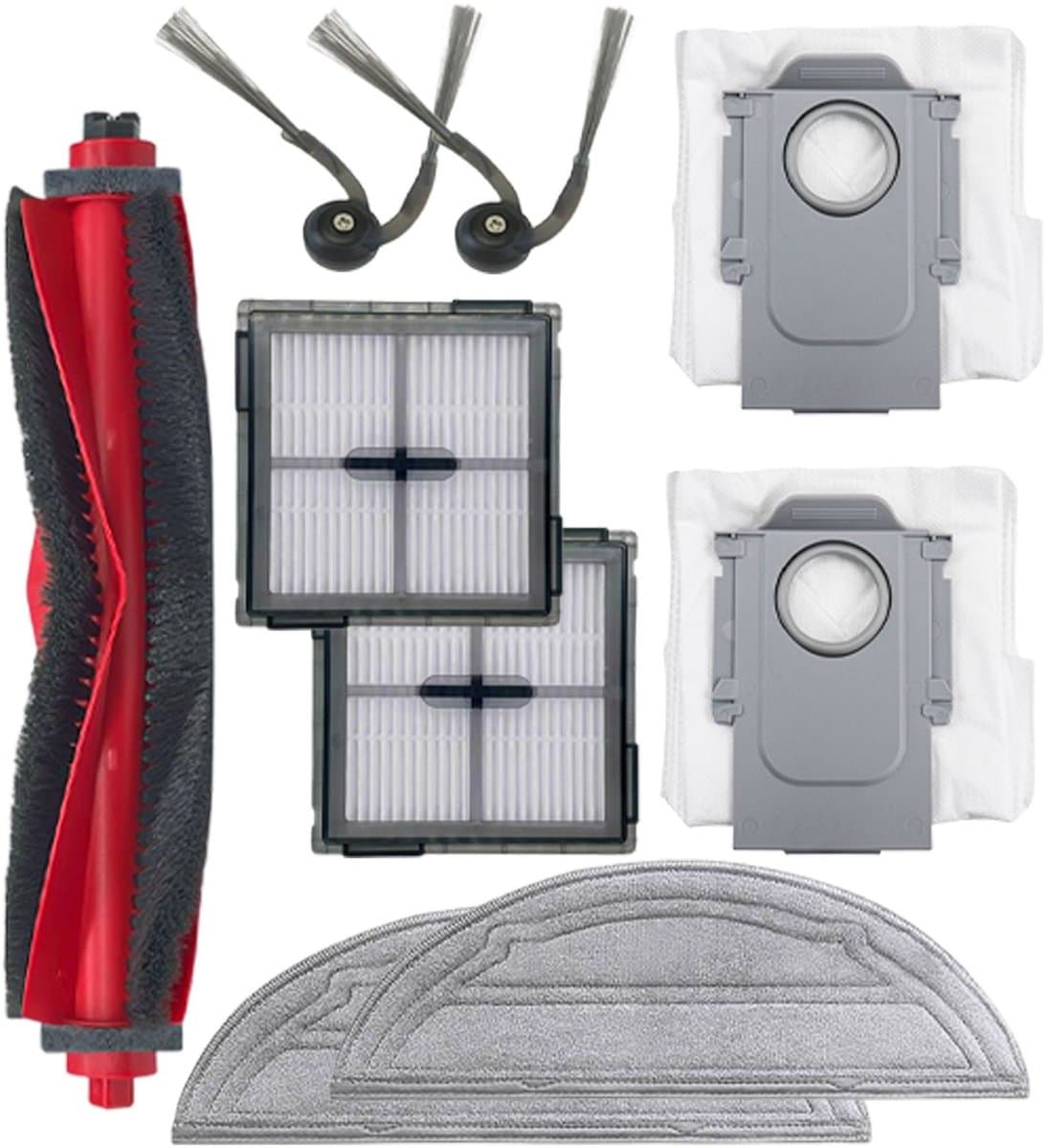 9 stuks - accessoirekit voor de Roborock Q10 S5 Q10 S5+ robotstofzuiger -inclusief 1 hoofdborstel 2 zijborstels 2 filters 2 doeken 2 stofzakken — afbeelding 1