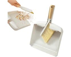 Kleine Bezem Stofschep - Veegborstel Set - Aanrecht Schoonmaken - Ruimtebesparend Ontwerp - Compact - Wit