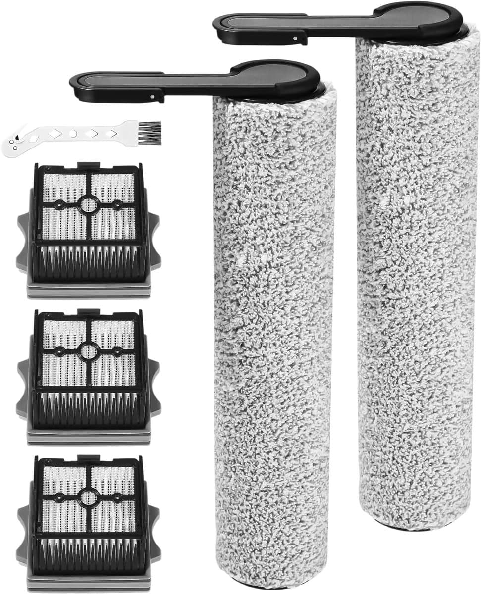 Zesdelige vervangende borstelrol- en filterset voor voor Tineco Floor One Stretch S6/S7 Stretch Ultra/Switch S6/i6 Stretch stofzuigers: 2 borstelrollen, 3 HEPA-filters en 1 reinigingsborstel. — afbeelding 1