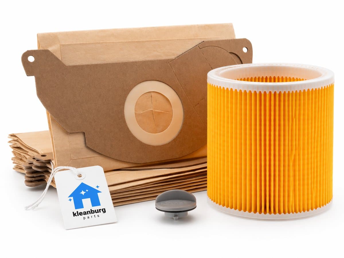 Kleanburg® - Geschikt voor Karcher - 10 Stofzuigerzakken - 1 Filter - WD2-serie - MV2-serie — afbeelding 1