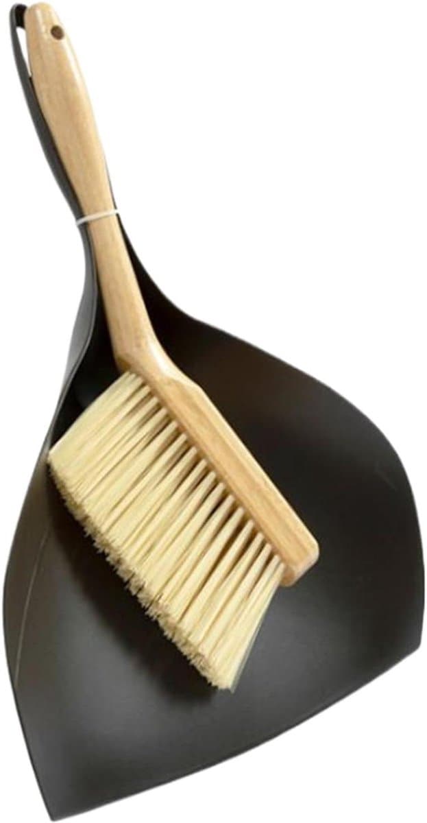 Mini Bezem Stofpan - Kleine Schoonmaak Set - Snel Opruimen - Geïntegreerd Kammechanisme - 33.5 cm Hoog - Grijs — afbeelding 1