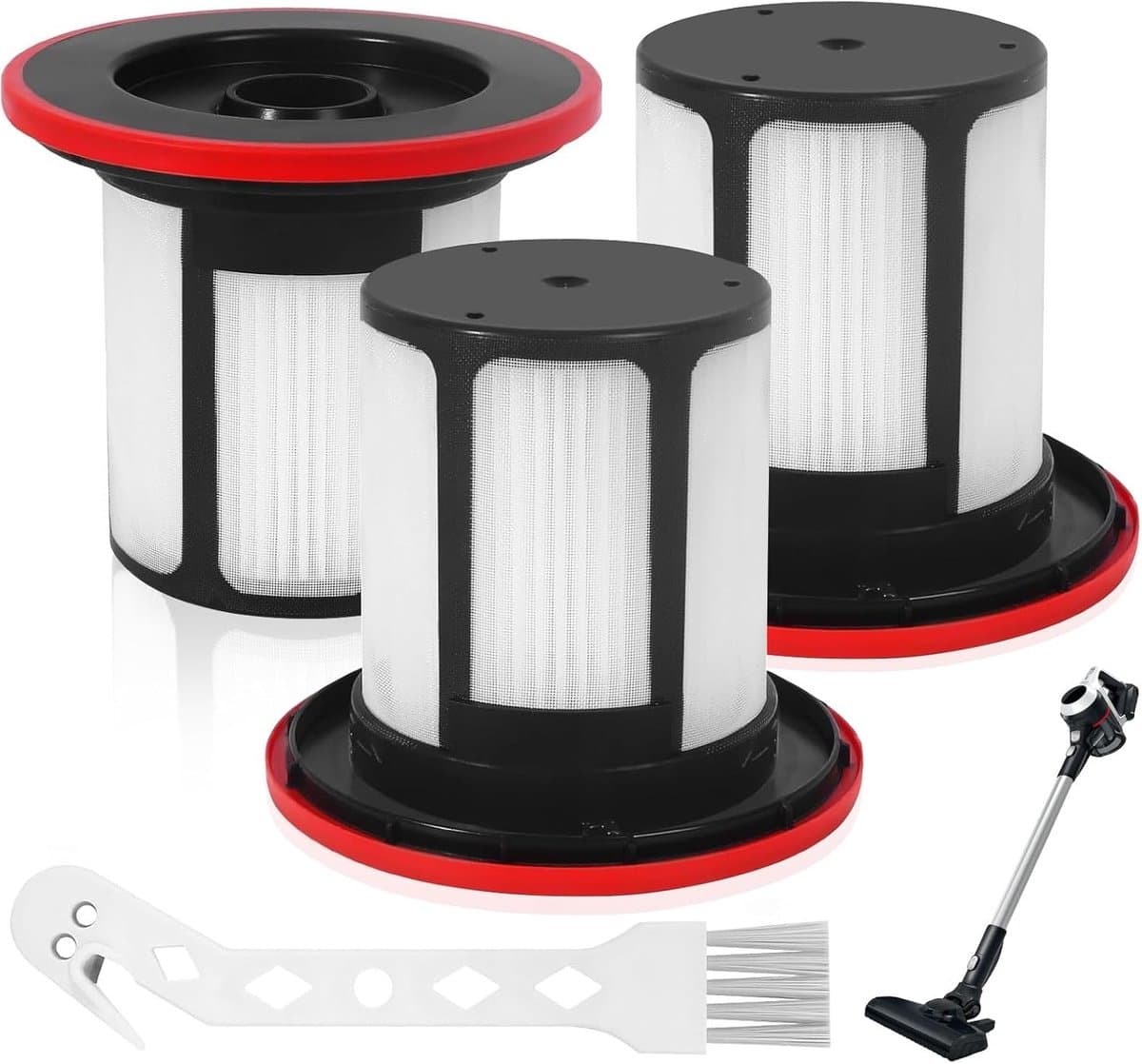 3 stucks filters voor Bosch Unlimited 6 stofzuiger - HEPA-filter geschikt voor Bosch BCS611, BCS612, BBS611, BBS612, BSS61, BCS61, BKS611, BLS612 - Vervangt 12033215 (inclusief borstels) — afbeelding 1
