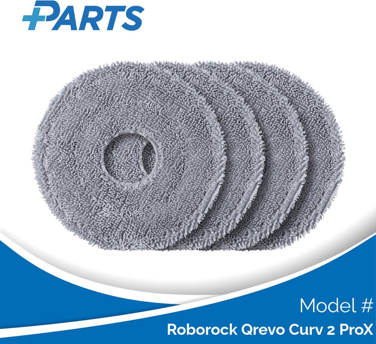 Roborock Qrevo Curv 2 ProX Dweilpads (4 Stuks, Plus.Parts® alternatief voor 8.02.0453) — afbeelding 1