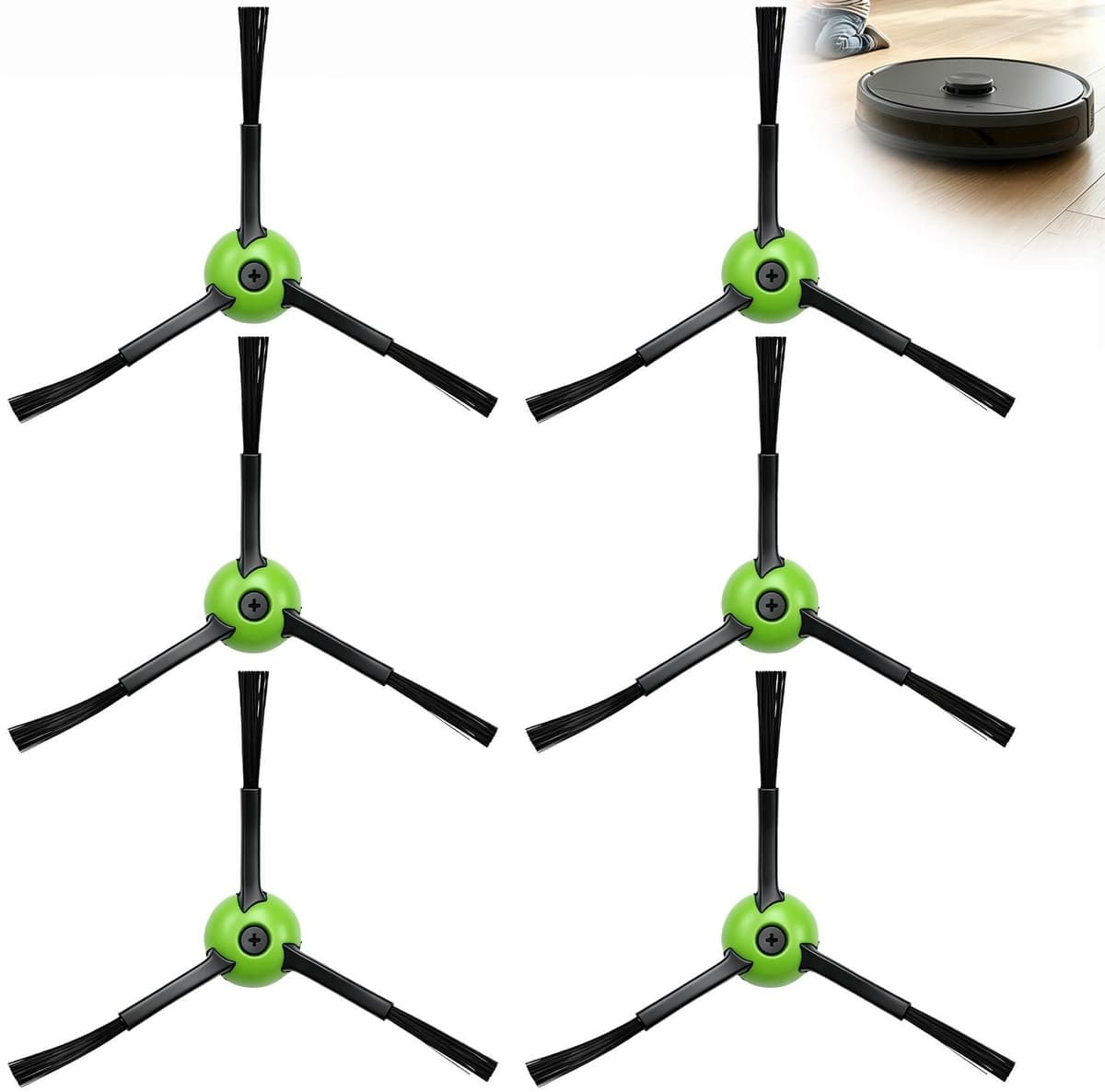 Zijborstels voor robotstofzuiger - 6 stuks - Groen — afbeelding 1