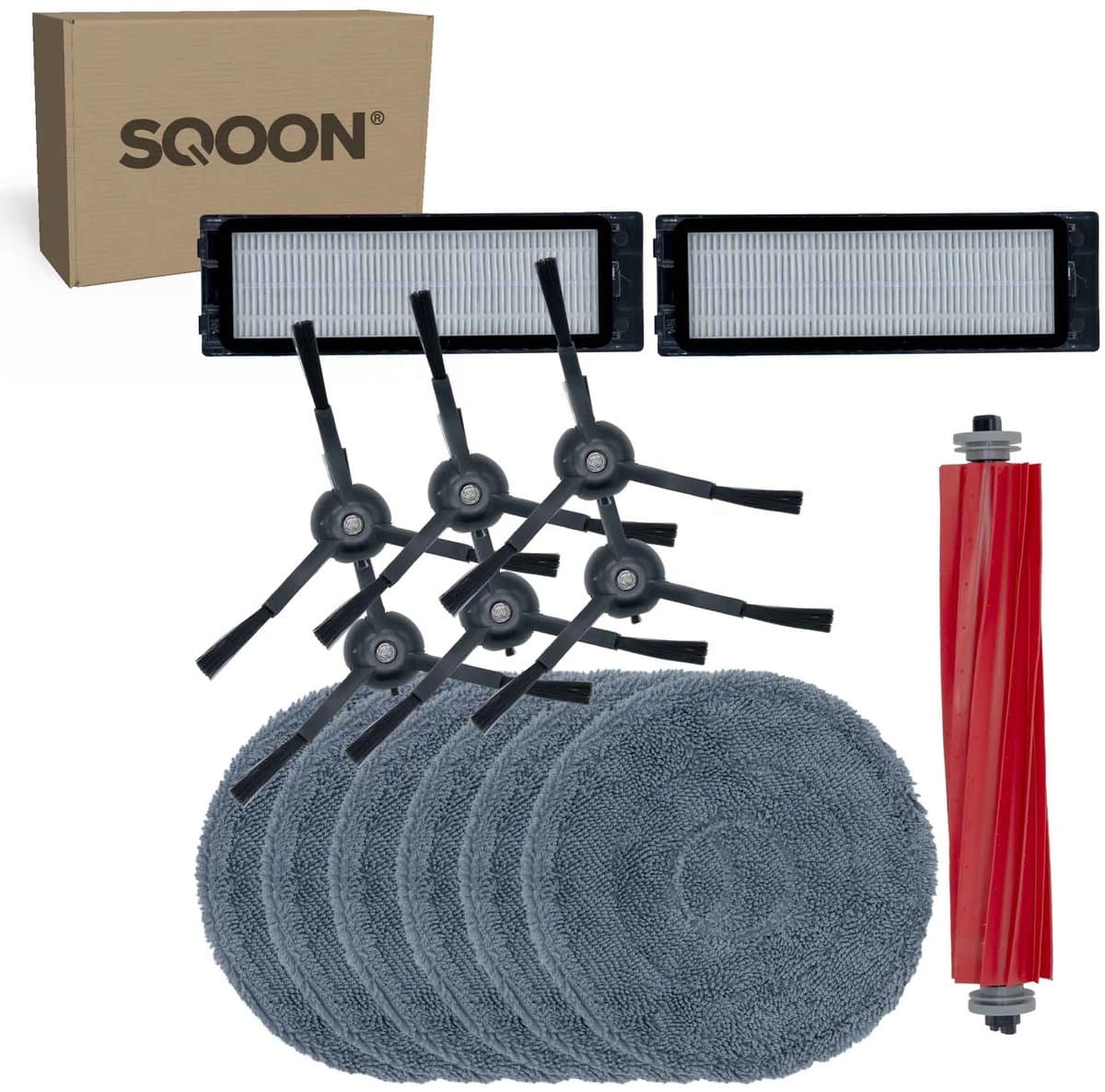SQOON® vervangingsset geschikt voor Roborock Qrevo serie - 15-delige onderhoudskit voor robotstofzuigeronderhoud — afbeelding 1