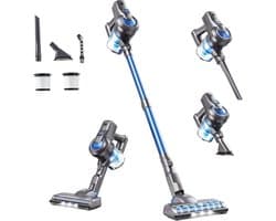 Draadloze Stofzuiger - Steelstofzuiger Accu - Snel Huis Schoonmaken - Vrijstaand Ontwerp - 30 Min Werktijd - Blauw