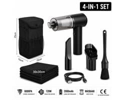 Draadloze Auto Stofzuiger - Handstofzuiger Oplaadbaar - 4-in-1 Reinigingsset - Krachtige Mini Stofzuiger voor Auto, Huis, Bureau & Toetsenbord