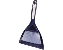 Bezem Stoffer Set - Mini Reinigingsset - Bureau Schoonmaken - Compact Ontwerp - 147 Gram - Blauw