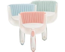 Bezem Stofblik Set - Mini Schoonmaak - Desktop Reinigen - Ergonomisch Ontwerp - 23X17X3CM - Diverse Kleuren