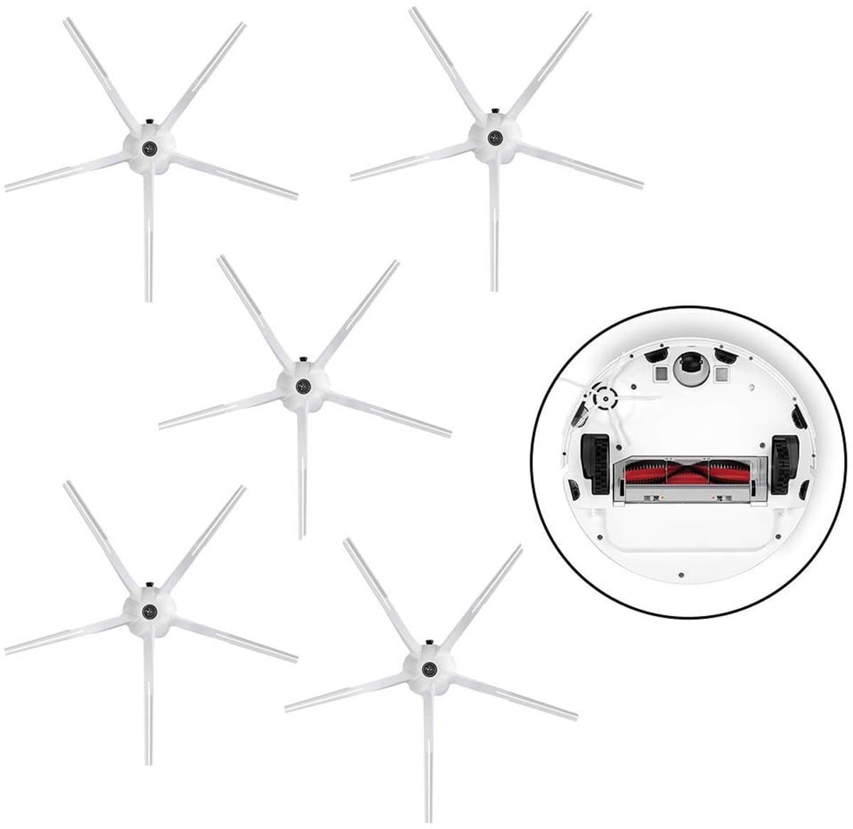 Allecto - Soft Glue Side Brushes - Vervangende Borstels - Wit - Geschikt voor Roborock S5 S6 S7 Q7 S8 - Hoogwaardige Kwaliteit — afbeelding 1