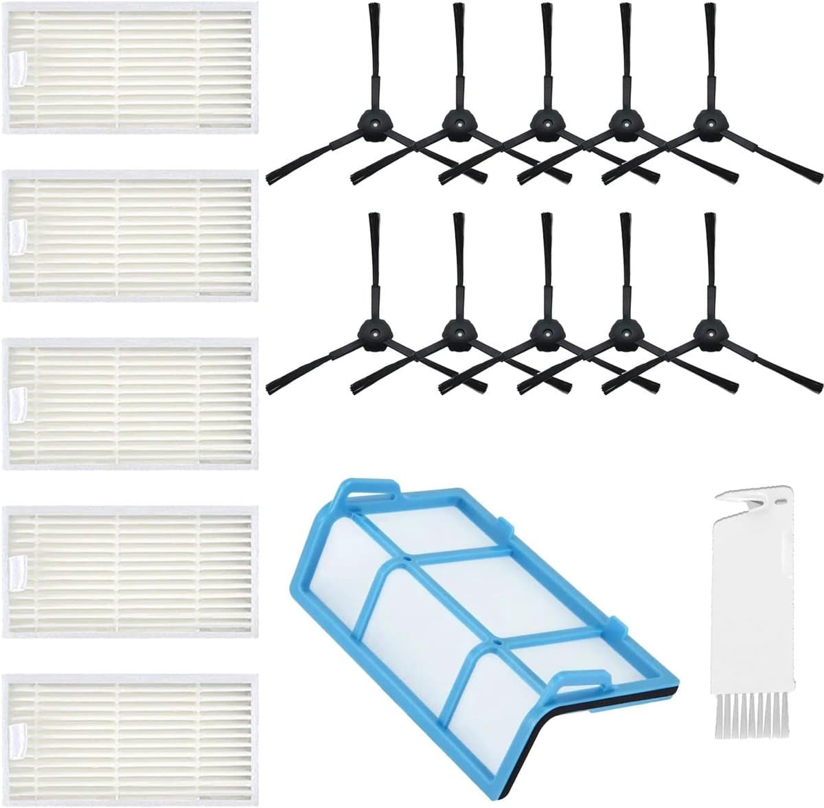 Vervangingsset compatibel met ILIFE V3, V3s, V5, V5s, V5s, Pro, V50, X5 en Medion MD18500, MD18501, MD16192, MD18600, filterset met filters, borstels en primaire filters — afbeelding 1