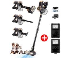 AG 2-in-1 Steelstofzuiger Draadloos – Inclusief Extra Batterij – 90 min Stofzuigen – Premium Gold – Krachtige Stofzuiger Zonder Zak – Geschikt voor Dierenharen – Compact & Lichtgewicht Kruimeldief