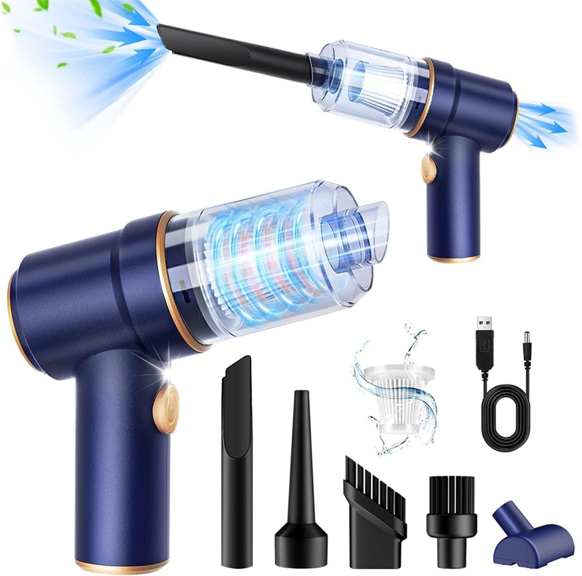 Gloovon kruimeldief - Kruimeldief Snoerloos - Stofzuiger Zonder Zak - Handstofzuiger - Oplaadbaar - Auto Stofzuiger - Blauw — afbeelding 1