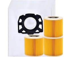 10x Stofzuigerzakken & 3 filter geschikt voor Karcher WD2 Plus, WD3 (Battery), KWD1, KWD2, KWD3, WD3.200 - WD3.800 M - stofzuigzak stofzakken