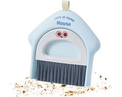 Bezem En Stofblik - Schoonmaak Set - Dagelijks Schoonmaken - Compact En Opvouwbaar - 18.5x17cm - Blauw