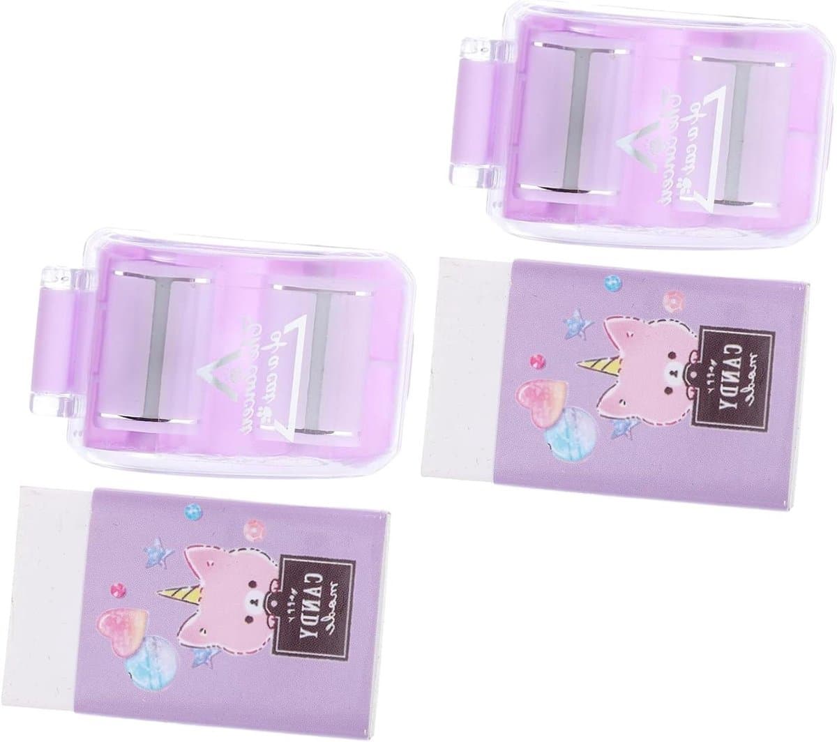Mini Gum Verzamelaar - Rolgummetjes Schoonmaker - Bureau Opruimen - Lichtgewicht Draagbaar - 5 x 3 x 2 cm - Violet — afbeelding 1