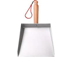 Kleine stofpan - Stoffertje - Efficiënt opruimen - Ergonomisch houten handvat - 115 x 14 cm - Zilver