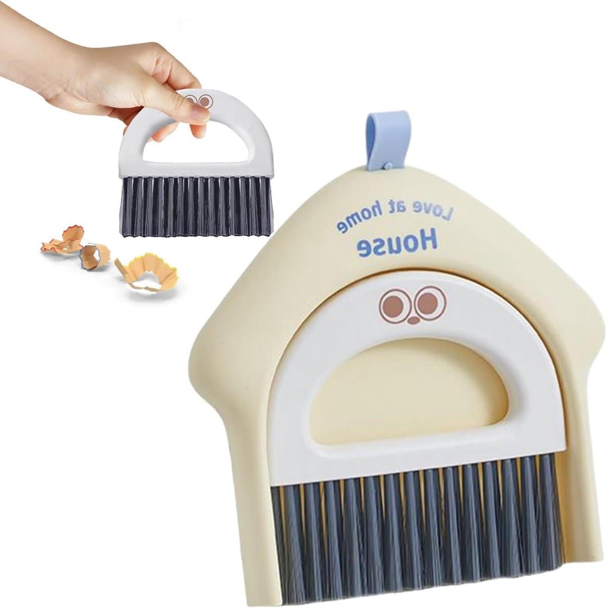 Bezem en Stofblik - Reinigingsset - Dagelijks schoonmaken - Compact opbergontwerp - 185x17cm - Geel — afbeelding 1