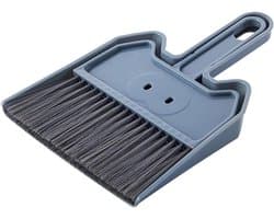 Schoonmaak set - Mini bezem stoffer - Kleine ruimtes reinigen - Compact formaat - 22 x 17 cm - Blauw