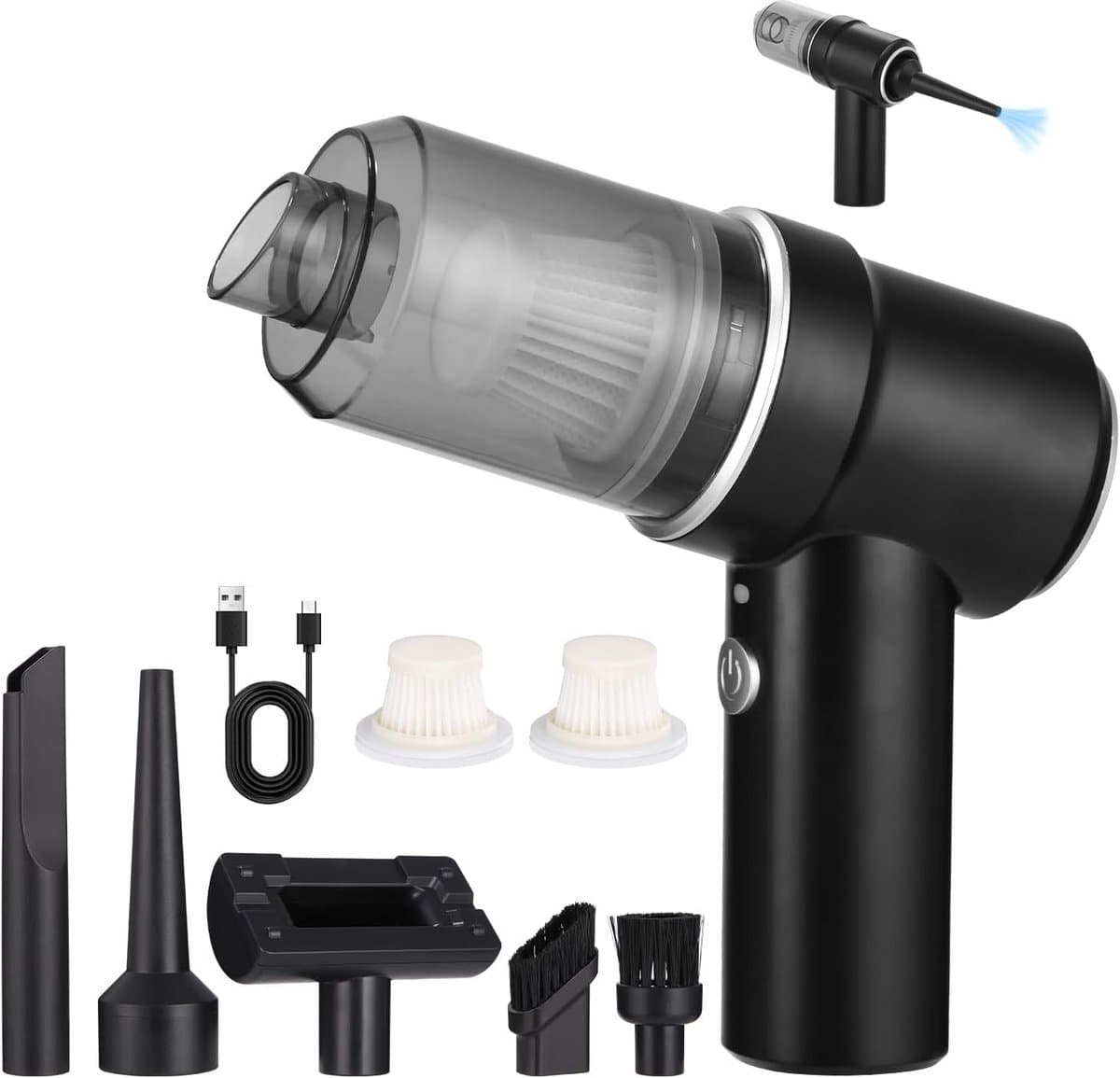 Multifunctionele Kruimeldief - Auto Stofzuiger - Auto en Huis - Verschillende Opzetstukken - 19.8 cm - Zwart — afbeelding 1
