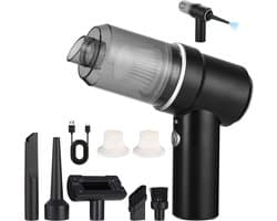 Multifunctionele Kruimeldief - Auto Stofzuiger - Auto en Huis - Verschillende Opzetstukken - 19.8 cm - Zwart
